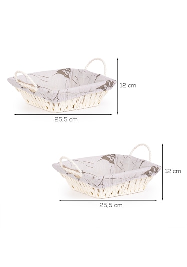 Porsima Mio-021 2li Hasır Görünümlü Kare Ekmek Sepeti Beyaz