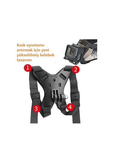 Kask Kamera Çene Tutucu 4 Bacaklı Esnek Kırılmaz Yeni Model