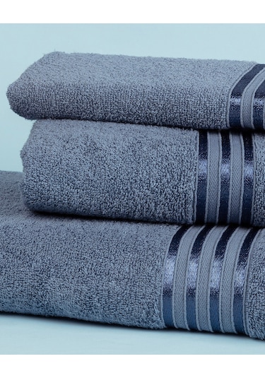 Madame Coco Maynor Bordürü Floşlu Yüz Havlusu Mavi