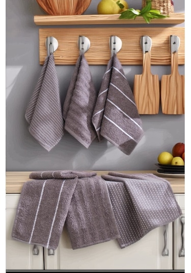 ﻿Rebeka Home Collection Sophia El Yüz Mutfak Havlu Seti 6'lı 30 x 50 CM Gri