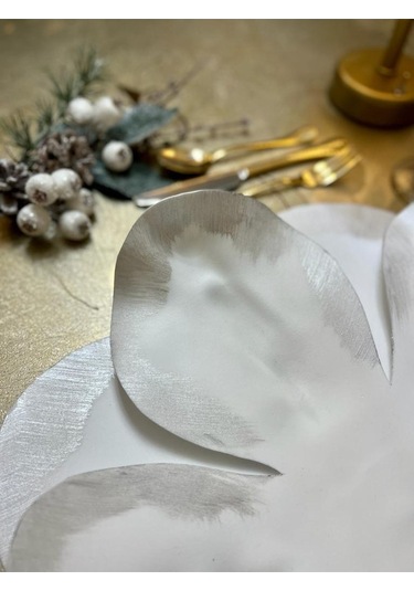 Eva Lateks Supla Amerikan Servis Beyaz Kenarı Gümüş Detay Tasarım Gümüş