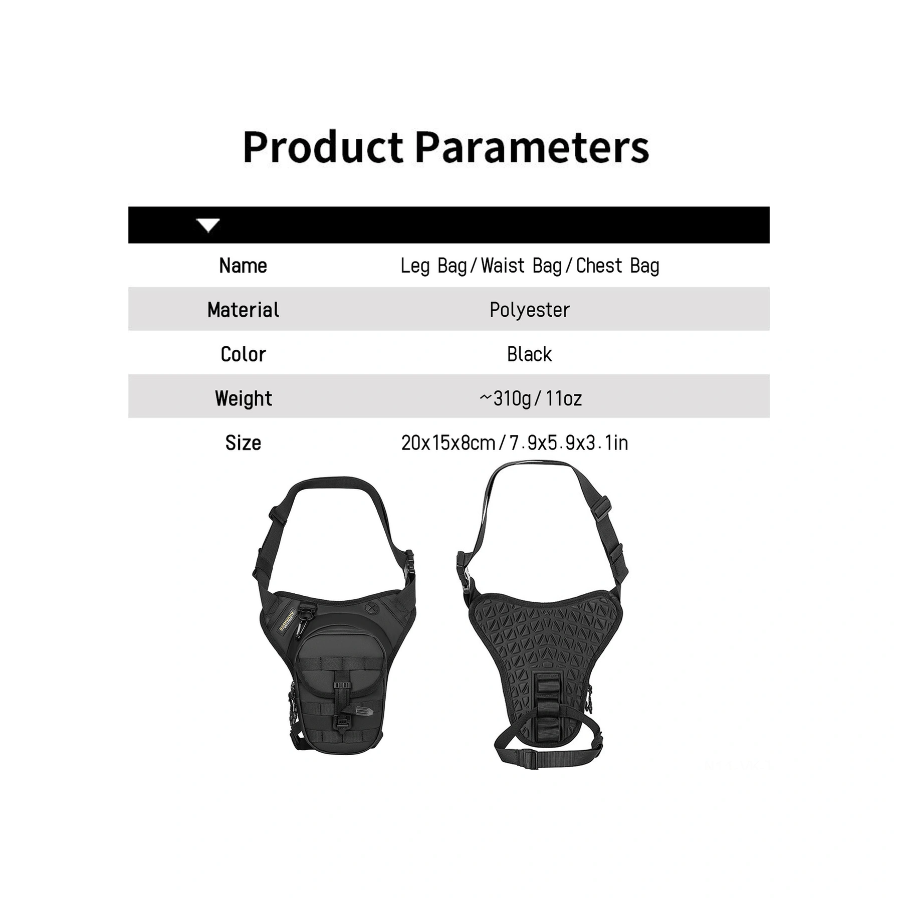 Vkemall Motorcycle Multifunctional Çantası - Yağ Tankı/bel/bacak Çantası, Su Geçirmez, Genişletilebilir Hacim, Poliester, Siyah Ya679 20x15x8cm