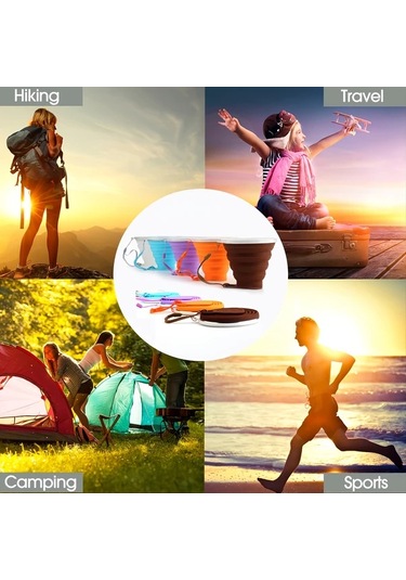 Elmpaly Katlabilir Silikon Seyahat Bardağı 270ml Gri Kamp Ve Doğa Yürüyüşü