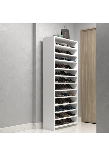 Kenzlife Ayakkabılık Konevi Mat Beyaz Suntalam 183 080 30 Kırksekiz Çift Ayakkabı Kapasitesi Arkalıksız Beyaz