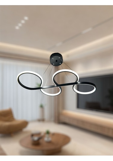 Ey Shop Siyah Yılan Model 3 Renk Led Avize Siyah