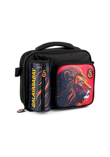 Galatasaray Aslan Baskılı Erkek Çocuk Suni Deri Beslenme Çantası - Me25562 - Matara Cepli Çok Renkli
