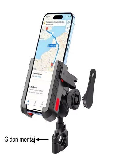 Motosiklet Telefon Tutucu 4-6.9 Gidon Bağlantılı, Titreşim Engelli, Sarsılma Önleyici Siyah