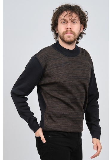 Haki Triko Erkek Yarım Balıkçı Yaka Desenli Kazak 60872013 Lacive Lacivert