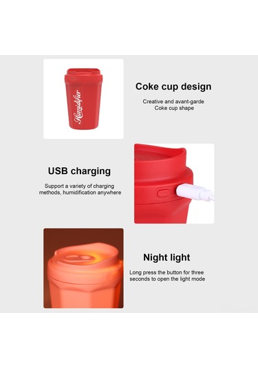 Suofeng Kırmızı Usb Ev Araç加湿器 260ml Hacimli 80-100ml/saat Buhar Miktarı 1.5w Girişli Nemlendirici