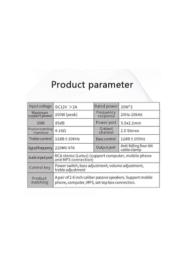 Jeemson 12v Metalik Oto Ve Ev Amfi 100w, 2.0 Stereo, Alçak/yüksek Ton + Toplam Ses Regülatörü, Led Işık Çemberi