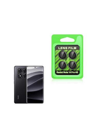 Adige Xiaomi Redmi Note 14 Pro 4g Uyumlu Cl07 Tekli Kamera Lens Koruyucu Siyah + Ekran Koruyucu Siyah