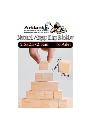 Naturel Ahşap Küp Bloklar 2.5x2.5x2.5cm 16 Adet Ahşap Naturel Kare Blok Eğitici Geliştirici Oyuncak Küp Matematik Birim