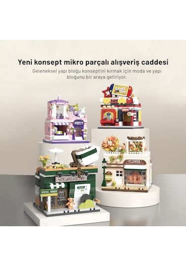 Balody Mini Cadde Serisi Kahve Dükkanı Bl16355 Mikro Blok Yapı Oyuncakları Seti