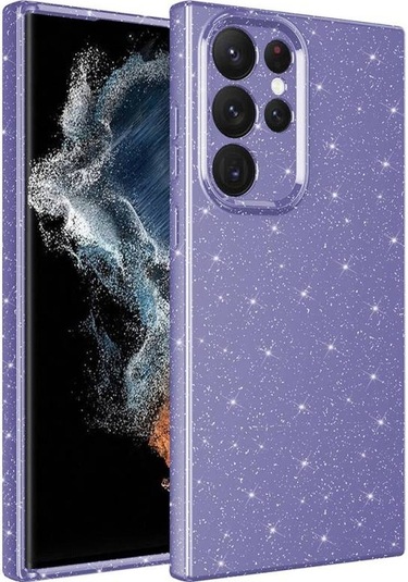 Galaxy S22 Ultra Uyumlu Kılıf Kamera Korumalı Simli Lüks Koton Kapak