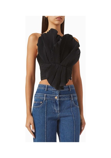Acler Newtoft Gathered Top - - %100 Polyester - Bağlı Sırt Detayı - Astarlı Siyah