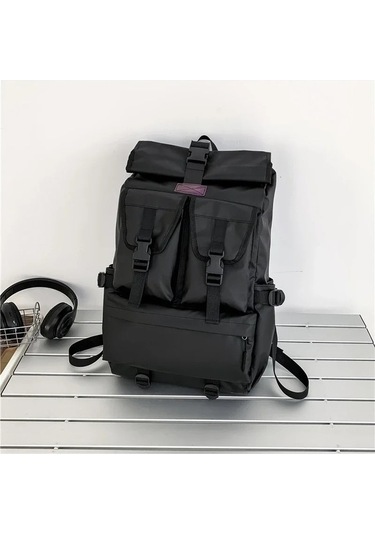 Zyzqstore Erkekler İçin Geniş Kapasiteli Oxford Sırt Çantası - Su Geçirmez Siyah Siyah