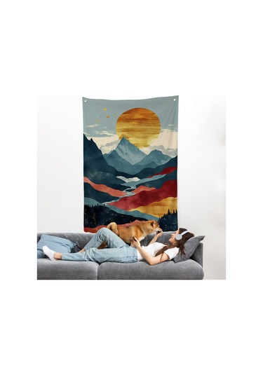Dağların Üstündeki Güneş Manzarası Duvar Örtüsü-7649