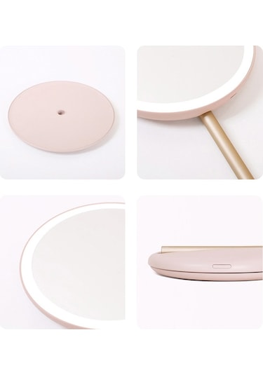 Sones Hm-02 12 Led Taşınabilir Şarjlı Manyetik Katlanır Seyahat Hafif Makyaj Aynası Kayısı