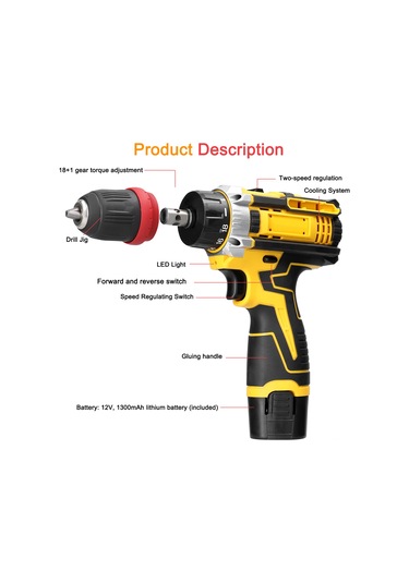 Symbee 12v 2'li Kablosuz Matkap Vidalama Makinesi - Hızlı Soğutma, Bit Yuvalı, Geniş Kullanım Alanı