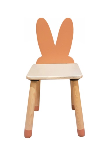 Woodnjoy Wood & Joy Doğal Ahşap Renkli Çocuk Sandalye Tavşan Pembe