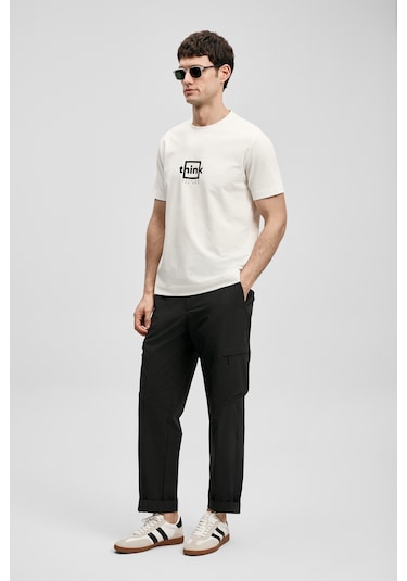 Lufian Thınk Modern Grafik T- Shirt Kırık Beyaz Kırık Beyaz 111020310100510