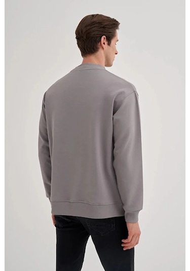 Cazador Relax Fit Pamuk Karışımlı Scuba Kumaş Sweatshirt-52480 Gri