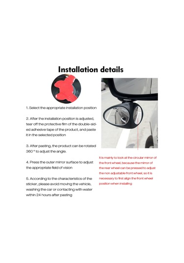 Yunboo 3r-046 Siyah Sağ Tekerlek Aracı Yardımcı Ayna, Kör Noktaları Engelle, Geniş Açı Görüş, Kolay Kurulum, Tüm Araçlar İçin Evrensel