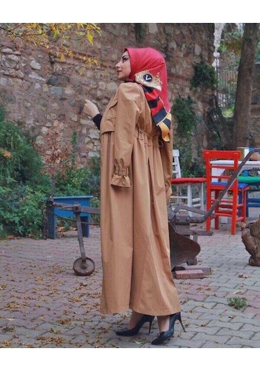 Neways 6302-inter Büzgülü Trençkot Camel CAMEL