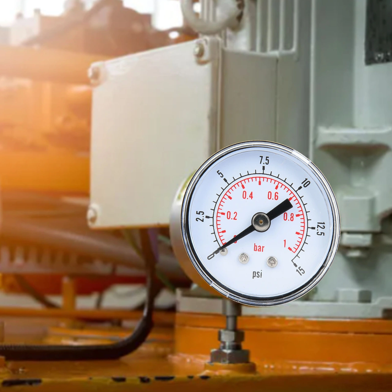 Kosona Yatay İçin 1/8"bspt Bağlantılı, Çift Ölçekli 0-200psi/0-14bar Metal Kasa Basınç Göstergesi - Hava, Yağ Ve Su Basıncı Ölçümü