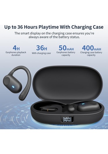 Lemestar Bluetooth 5.3 Kulaküstü Kulaklık Spor İçin, 36 Saat Pil Süresi, Ip54 Su Geçirmez, Akıllı Sayım, Hafif Tasarım, Dışarıdaki Sesleri Dinle