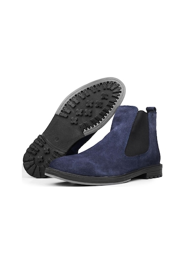 Ducavelli York Hakiki Deri Süet Kaydırmaz Taban Chelsea Günlük Bot Lacivert
