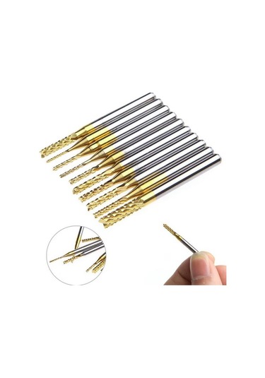 Pcb Mini Karbür Freze Kesici 0.8-3.175mm 10 Lu Set 3.175mm Shank