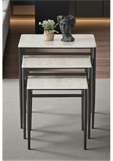 Diva Serisi 1. Sınıf Mebran Mdf 3 Lü Zigon Sehpa Takımı Siyah