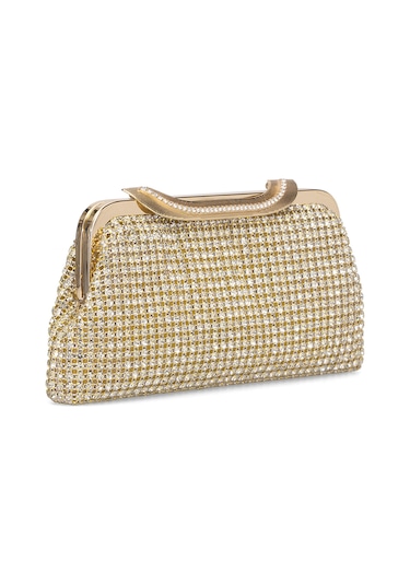 Guja 25kc1284 Kadın Taşlı Abiye Çanta Altın Altın