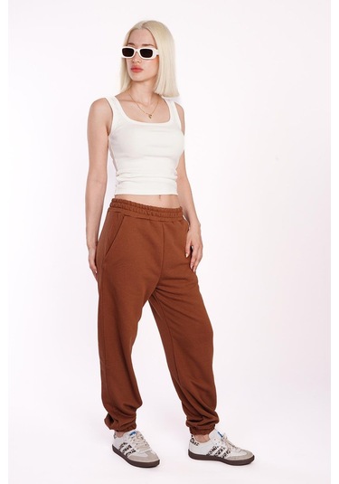 Kahverengi Comfort Fit Eşofman Altı Mg1353 Kahverengi