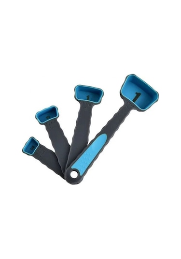 Honeybeeshop Mavi Ölçekli Plastik Katlanır Ölçü Kaşığı Ve Bardak Seti Pişirme Aletleri Mavi