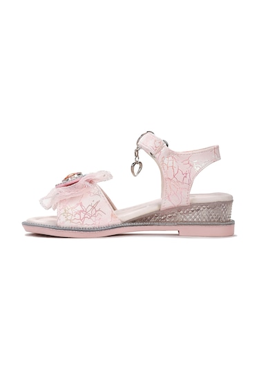 Kiko Kids Pige Fiyonklu Kız Çocuk Sandalet Ayakkabı Pudra Pudra