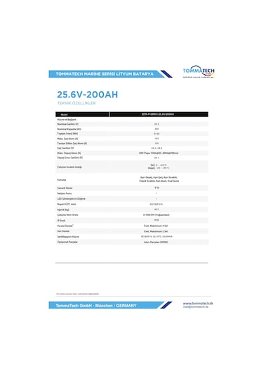 Tommatech Marine Abs Kasa 25.6v 200ah Lfp Lityum Batarya