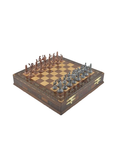 Gifthome Metal Satranç Takımı-seti orta yunan antik sandıklı Masi