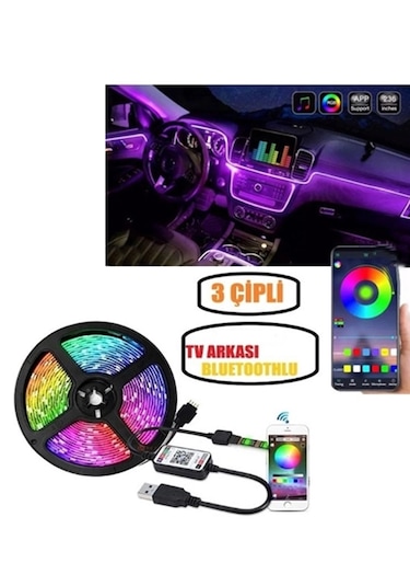 3 Metre Tv Arkası Led Bluetoothlu Sese Duyarlı Led Işık Tv-pc-oto