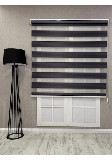 Donatti Zebra Stor Geniş Plise Güneşlik Perde Antrasit Gri Antrasit Gri