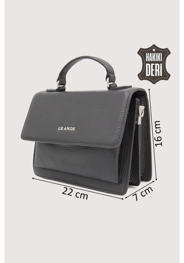 Hakiki Deri Kadın El Çantası Siyah Smr9022 Siyah