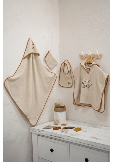 Ecocotton Polina Bej %100 Organik Pamuk 4'lü Bebek Panço Seti Bej