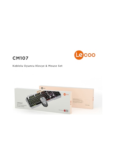 Lecoo CM107 USB Kablolu Rainbow Türkçe Q Klavye & Mouse Seti
