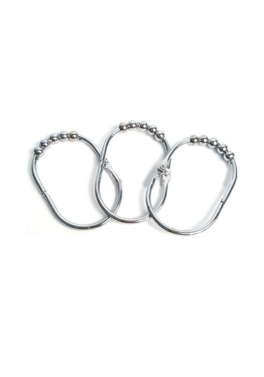 24 Adet Krom Kaplamalı Duş Perdesi Kancası Halkası, Banyo Duş Perdesi Kancası Duş Barı İçin Uygundur Gümüş