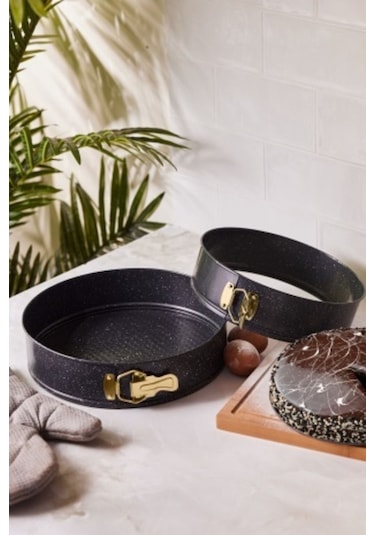 Emsan Circle 2'li Kelepçeli Kek Kalıbı Seti Gold