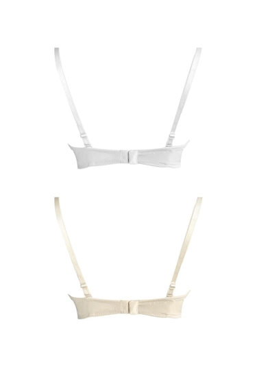 Balenli Toparlayıcı Dolgusuz Straplez Lotus Sütyen 2'li Paket-3 Çok Renkli