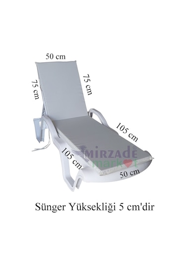 Mirzademarket Şezlong Minderi Standart Su Geçirmez Malzeme-Krem