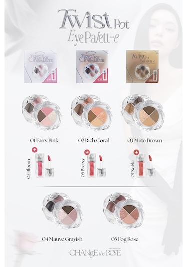 Muzıgae Mansıon Twist Pot Eye Palette 4'lü Far Paleti + Mini Boy Icy Glow Set 03 Mute Brown