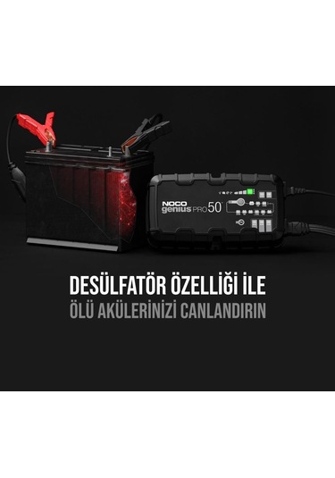 Noco Genıuspro50 6v/12v/24v 1000a Akıllı Akü Şarj Ve Akü Bakım/desülfatör/power Supply Fr Genıuspro50